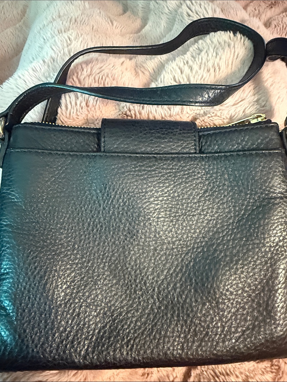 Michael Kors Fulton Black Leather Crossbody with Gold MK Emblem - Picture 2 of 8